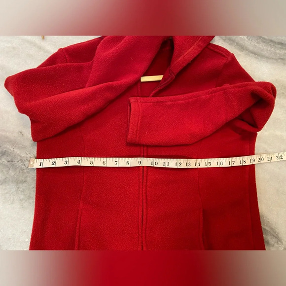 L.L. Bean Women’s Y2K Red Full Zip Hooded Fleece Jacket Hooded Pockets Size S - Picture 9 of 10